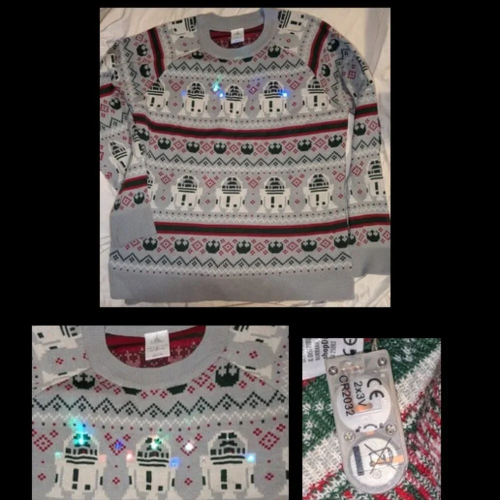 Disney - Star Wars R2-d2 Light Up Holiday Christmas Sweater Size Mens L